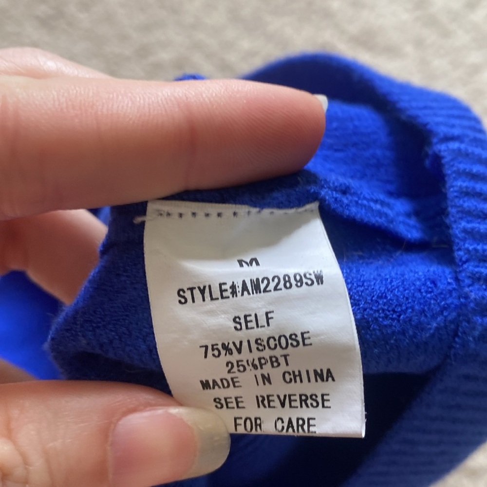 Blue Ribbed Women's Top - Picture 6 of 6